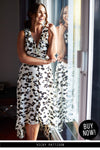 Cream Animal Print Asymmetrical Frill Dress