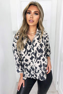 Cream Printed Dip Hem Shirt