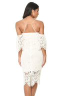 Cream Spaghetti Strap Lace Bodycon