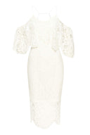 Cream Spaghetti Strap Lace Bodycon