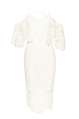 Cream Spaghetti Strap Lace Bodycon