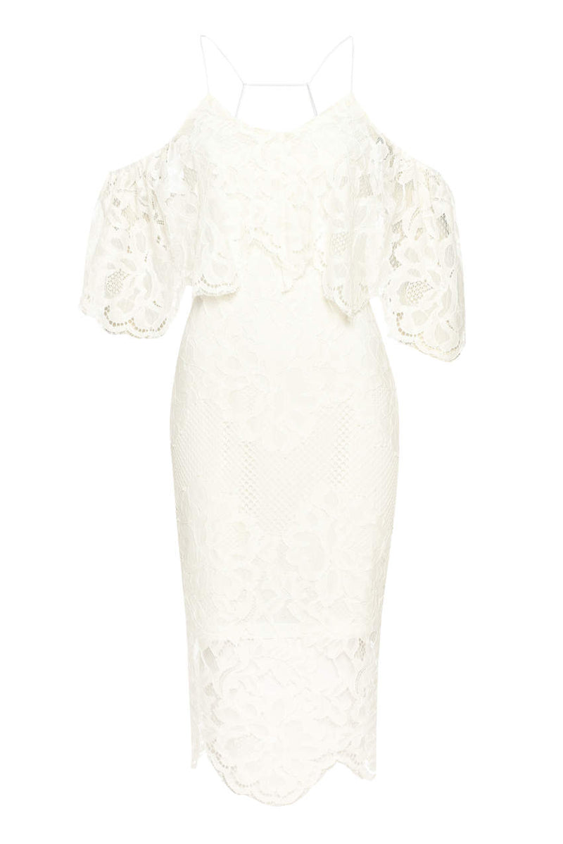 Cream Spaghetti Strap Lace Bodycon