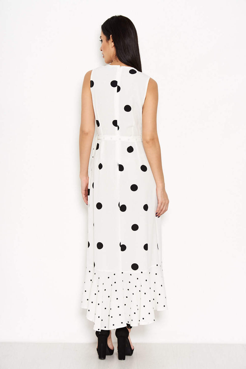 Cream Spotted Asymmetrical Dress