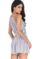 Cream Striped Tie Waist Playsuit