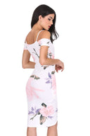 Cream Floral Printed Wrap Dress