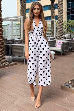 Cream Polka Dot Culotte Jumpsuit