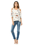 Cream Cold Shoulder Frill Top