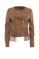 Cropped Leather   Tassel Jacket