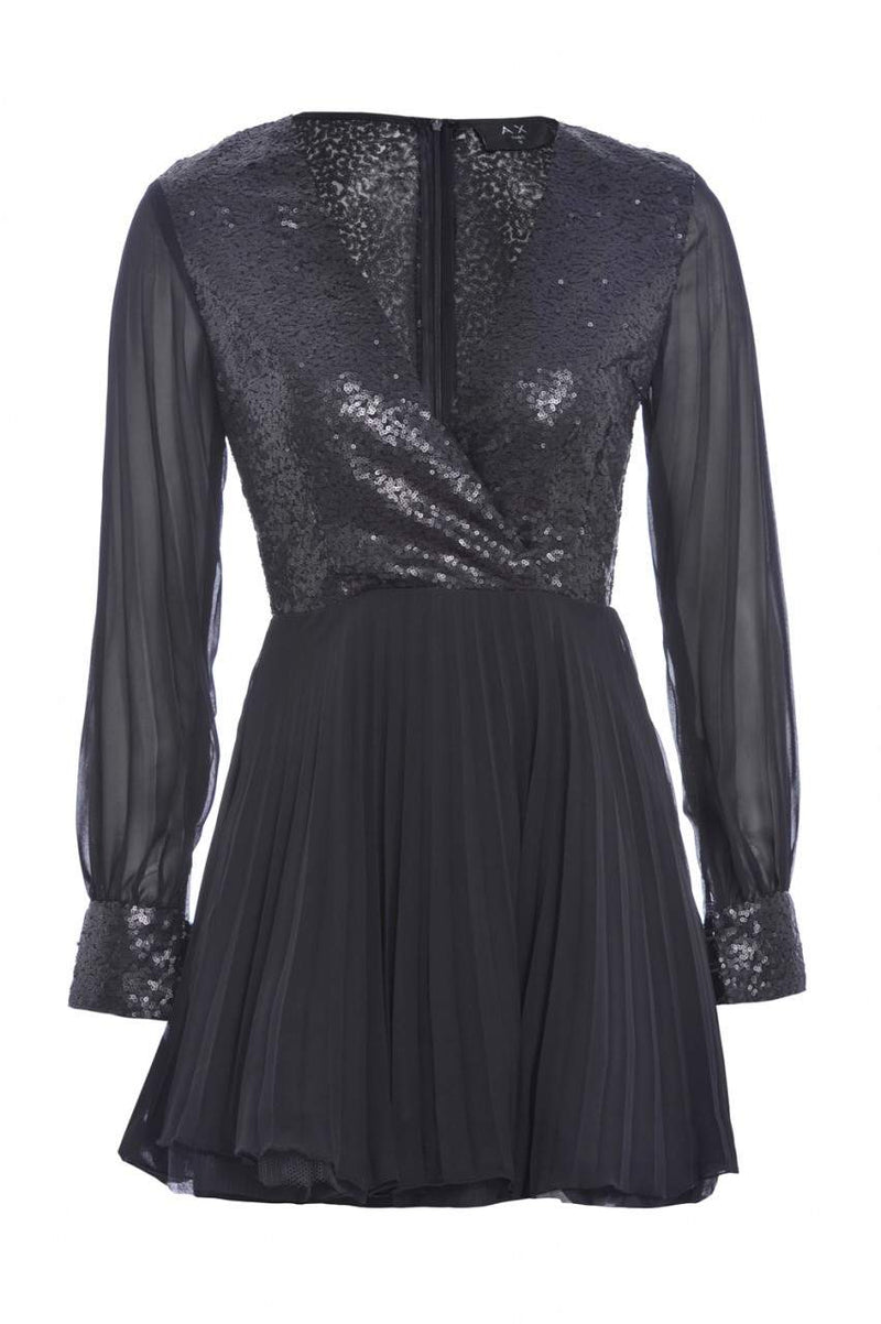 Self Coloured Sequin Kick Out Net Pleat  Dress