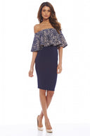 Bonded Lace Overlay Midi Dress
