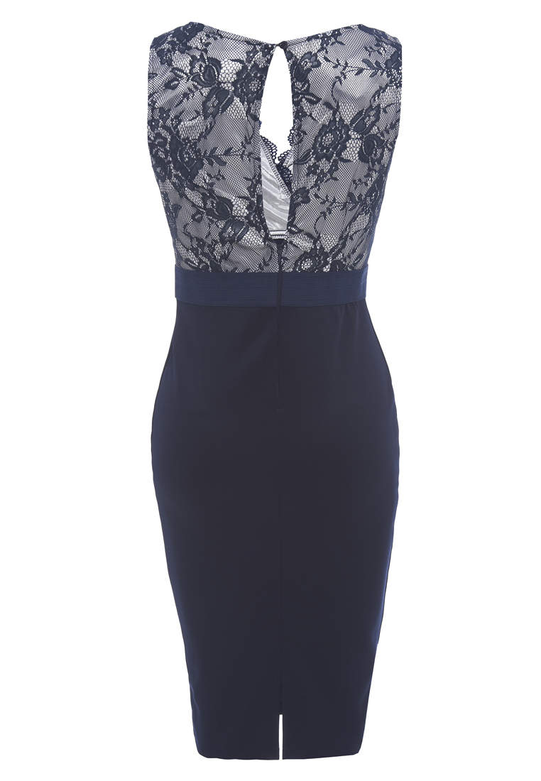 Lace Wrap Contrast Bodycon Dress