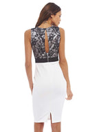 Scuba Contrast Lace Wrap Front Dress