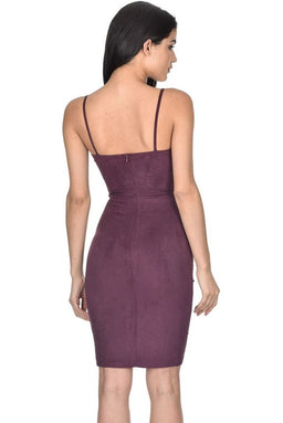 Plum Wrap Front Suede Dress