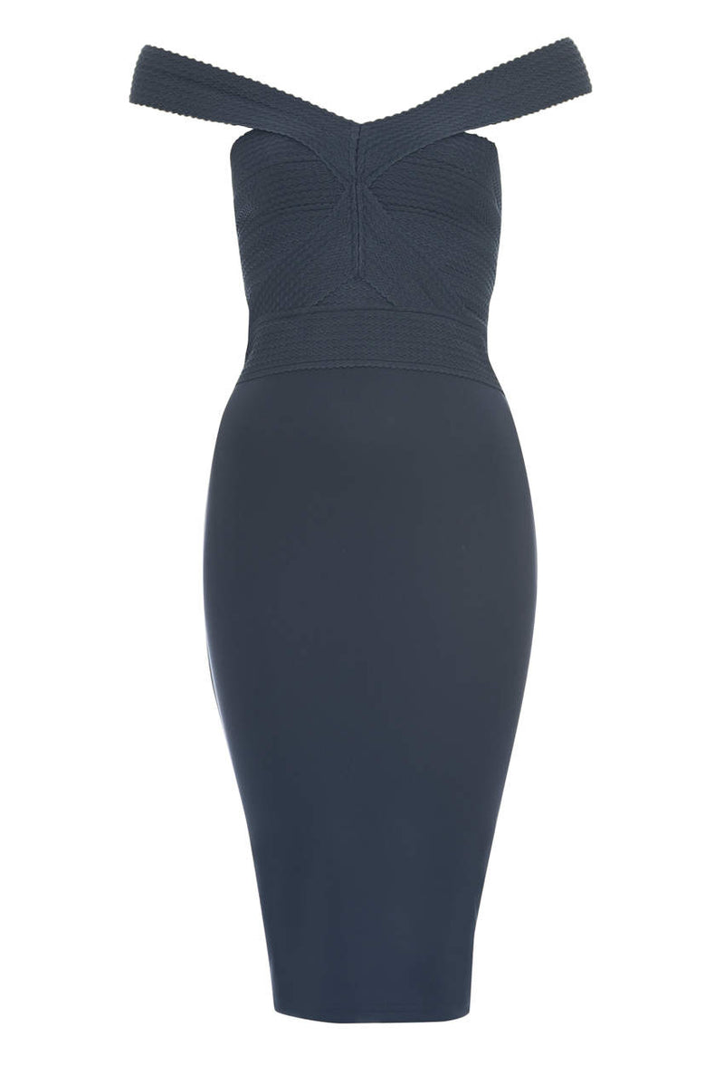 Navy Midi Dress With Bandage Top