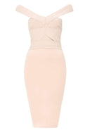 Nude Midi Dress With Bandage Top