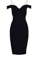 Black Strappy Off The Shoulder Midi Dress