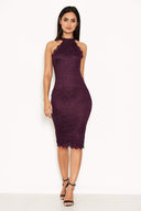 Plum Lace Midi Dress