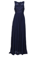 Navy Sleeveless Embroidered Maxi Dress