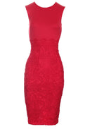 Red Crochet Skirt Midi Dress