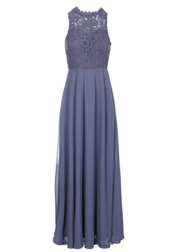 Grey High Neck Crochet Maxi Dress