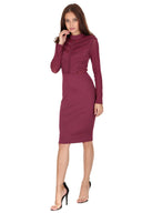 Plum High Neck Long Sleeved Midi Dress