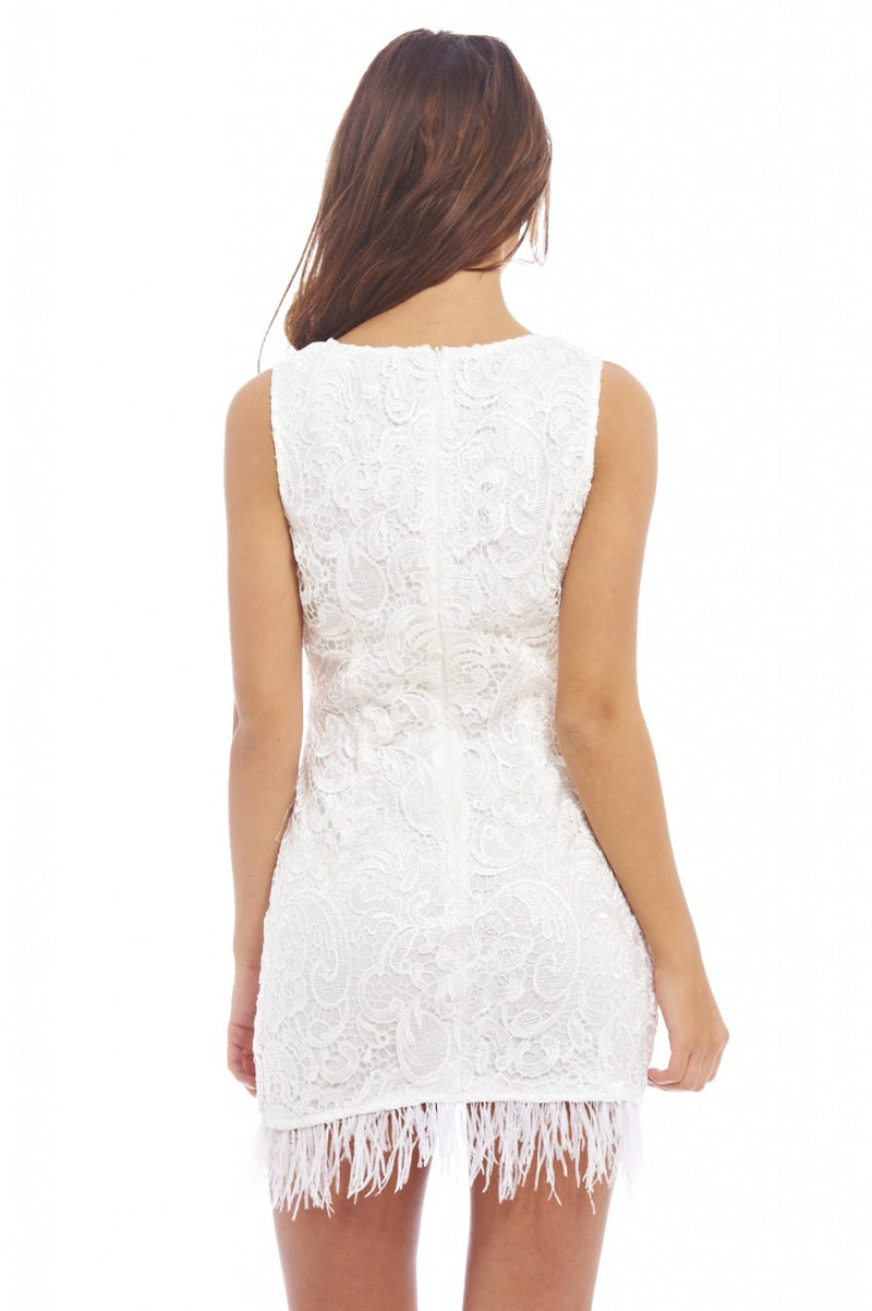 Feather Hem Lace dress