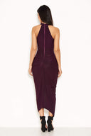 Plum Ruched Wrap Over Dress