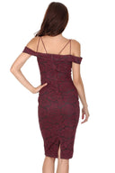 Plum Strappy Lace Midi Dress