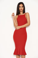 Red Bodycon Midi Dress