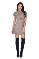 Mocha Faux Suede Mini Dress