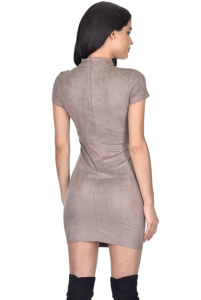 Mocha Faux Suede Mini Dress