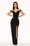 Black Strappy Off The Shoulder Side Split Maxi Dress