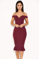Plum Off The Shoulder Strappy Fishtail Dress