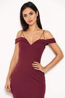 Plum Off The Shoulder Strappy Fishtail Dress