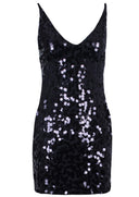 Black Sequin Swing Dress