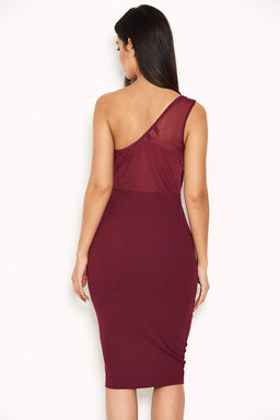 Plum One Shoulder Sequin Embroidered Bodycon