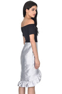 Black Silver 2 in 1 Frill Skirt Dress