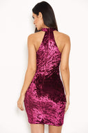 Plum Velvet Ruched Midi Dress