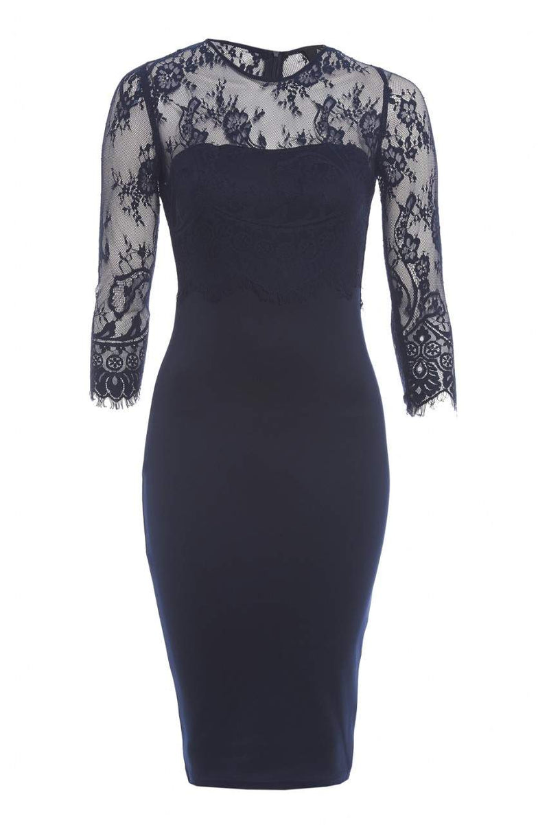 Eyelash Lace Long Sleeve Overlay dress AX Paris Eyelash Lace Long Sleeve Overlay dress AX Paris
