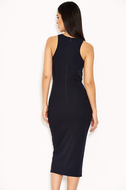 Navy Midi Dress With Lace Top