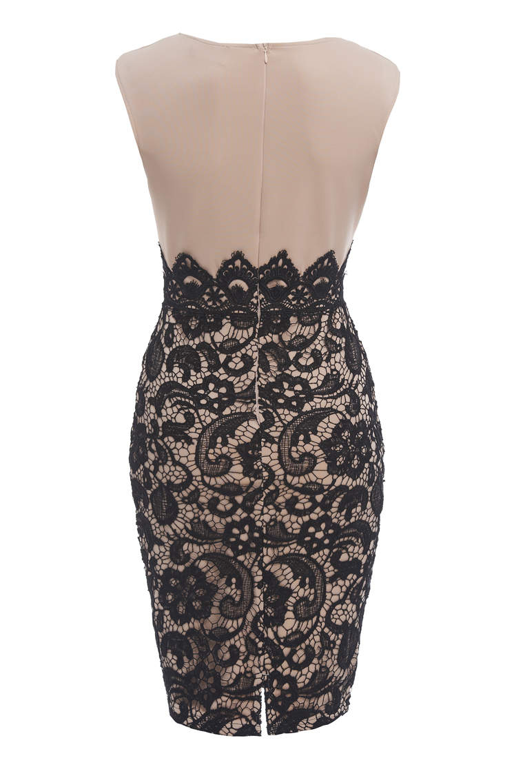 Lace Bottom Bodycon Midi Dress