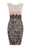 Lace Bottom Bodycon Midi Dress