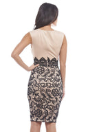 Lace Bottom Bodycon Midi Dress