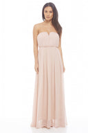 Chiffon Pleat Front Plain Maxi Dress