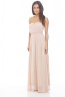 Chiffon Pleat Front Plain Maxi Dress