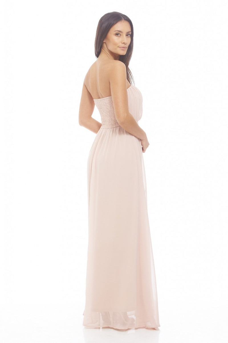 Chiffon Pleat Front Plain Maxi Dress