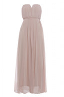 Chiffon Pleat Front Plain Maxi Dress