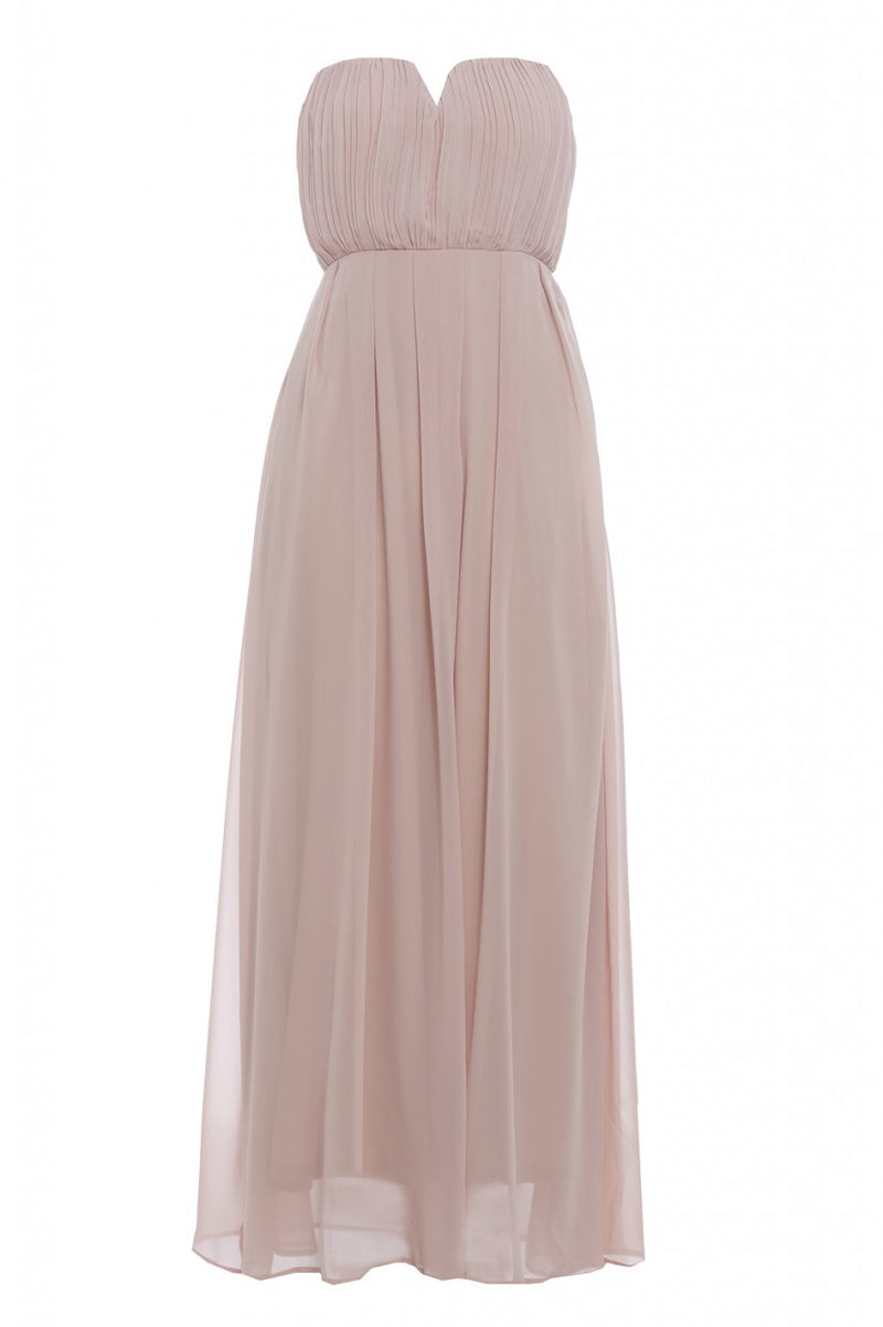 Chiffon Pleat Front Plain Maxi Dress