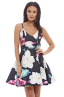 Strappy Floral Print Skater Dress