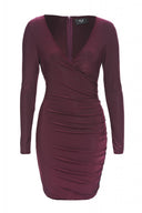 V Front  Slinky Ruched  Dress